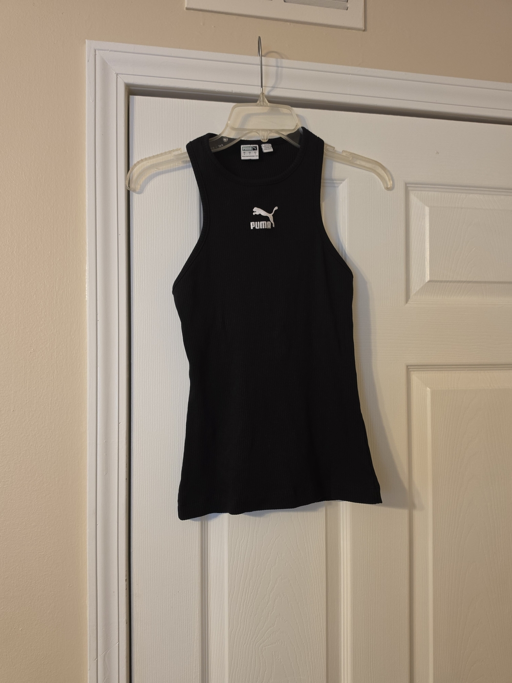 Puma Women's Black Ribbed High-Neck RacerbackTank Top - S